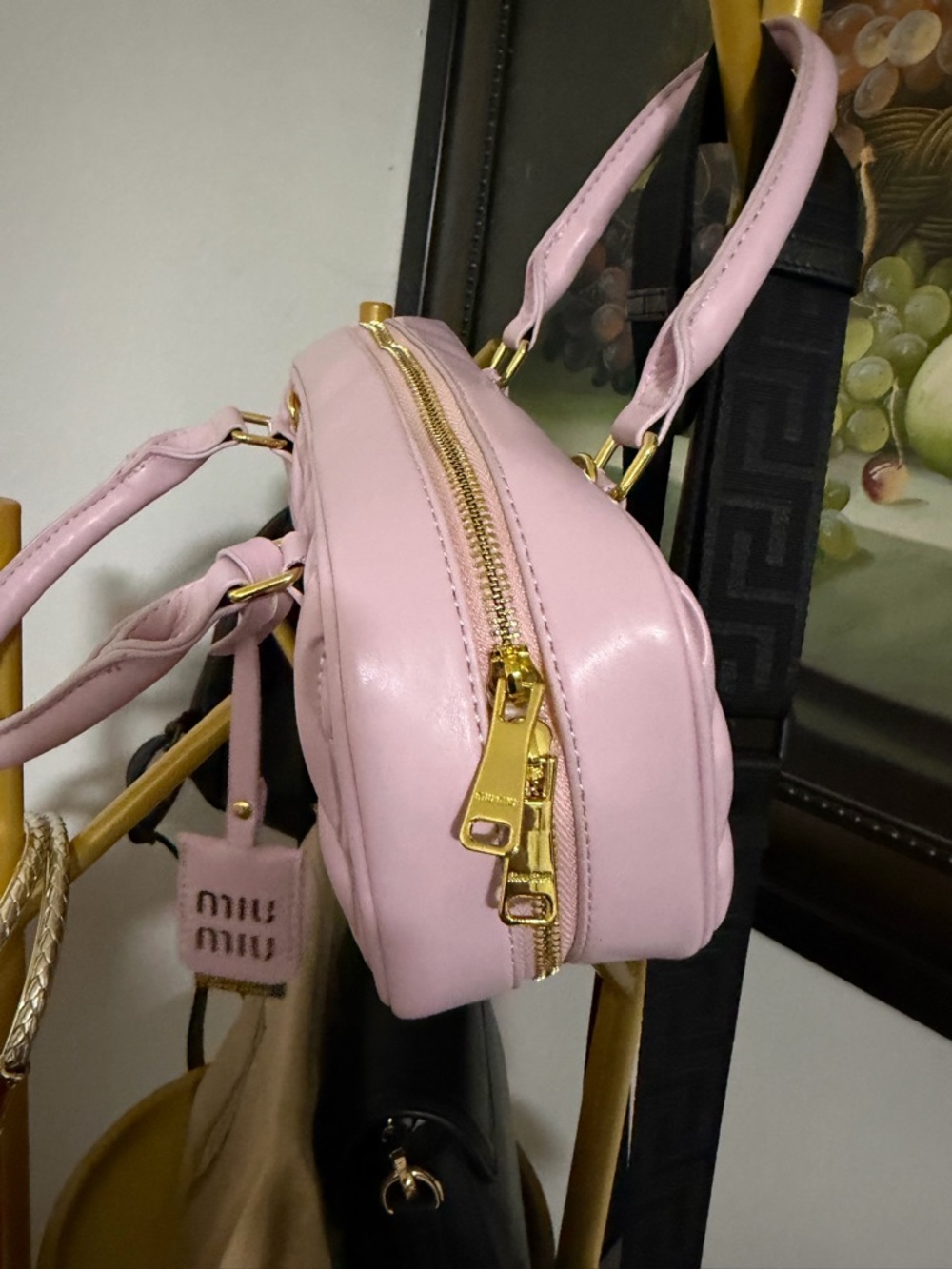 Miu Miu Light Pink Matelassé Handle Satchel with Gold Hardware - Picture 5 of 7